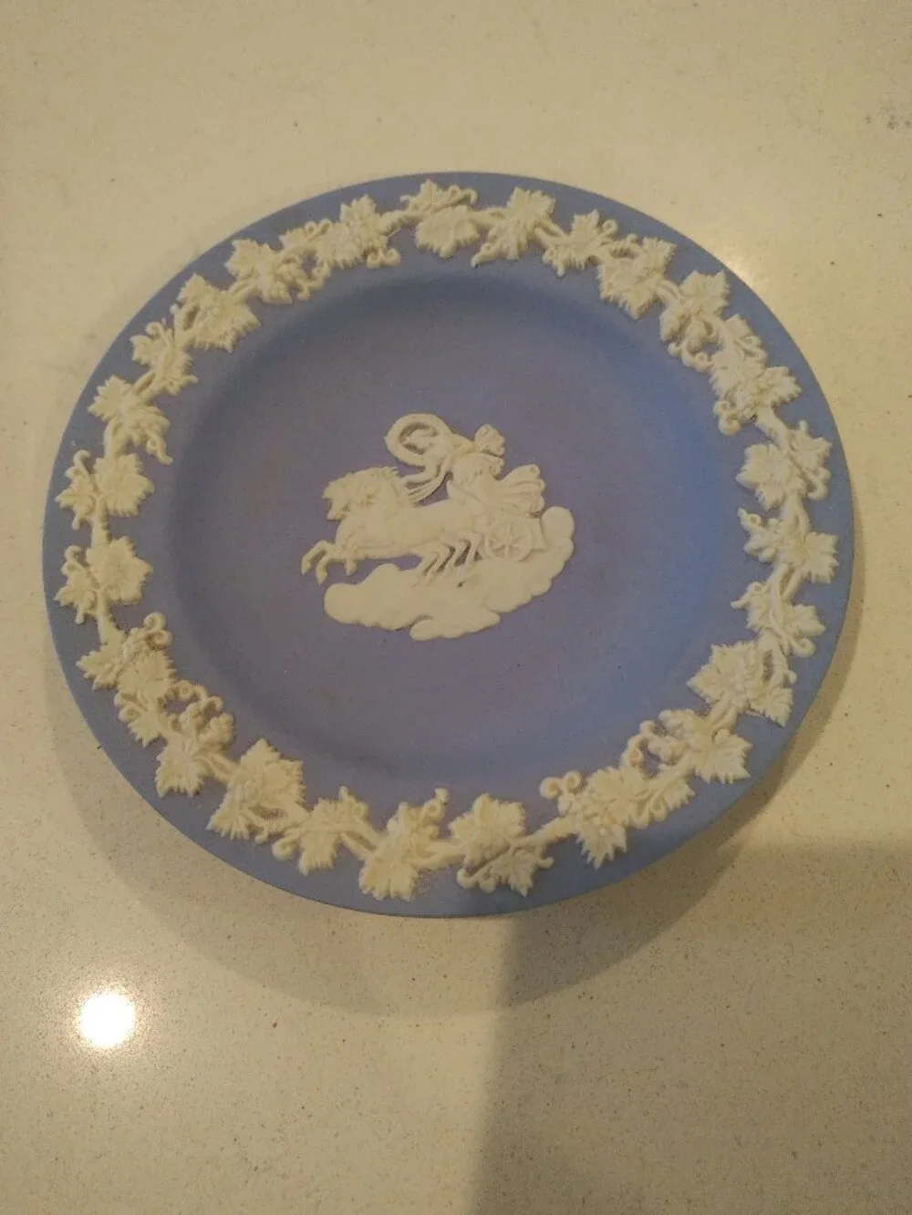 Wedgwood Blue White Jasperware Chariot Trinket Dish